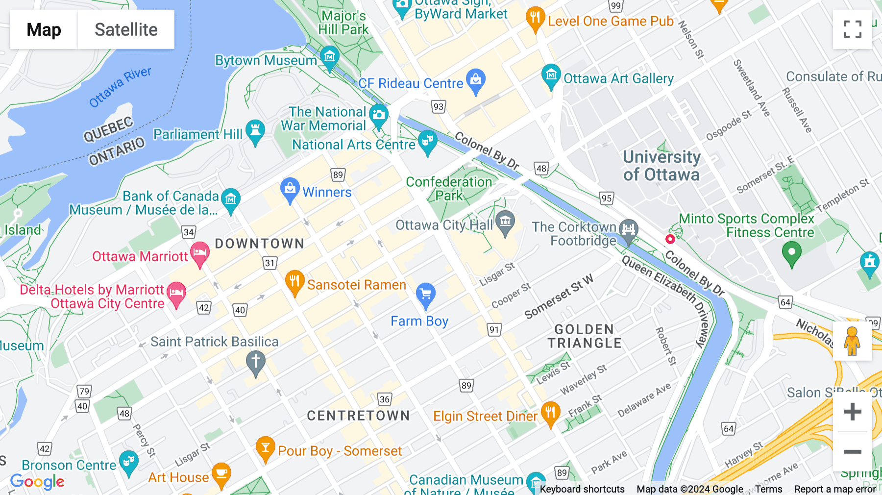 Click for interative map of 150 Elgin Street, 10th Floor, Ottawa