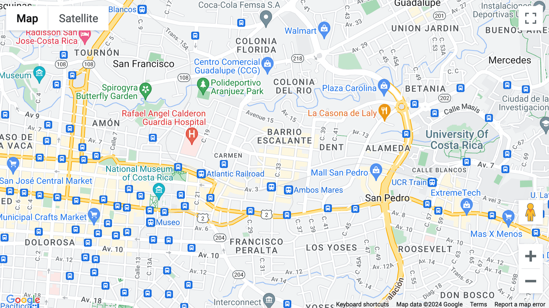 Click for interative map of Avenida 9, Calle 31-33, 50 oeste del Fresh Market (tapia ladrillos), San Jose