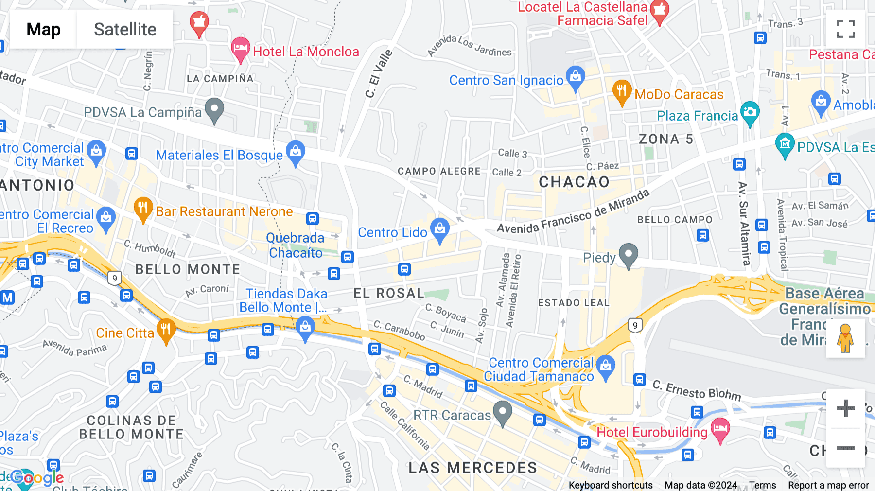 Click for interative map of Av. Francisco de Miranda, CC. Lido, Torre A, Nivel piso 12, OF 123 A y 124 A, Urb. Chacao, Caracas