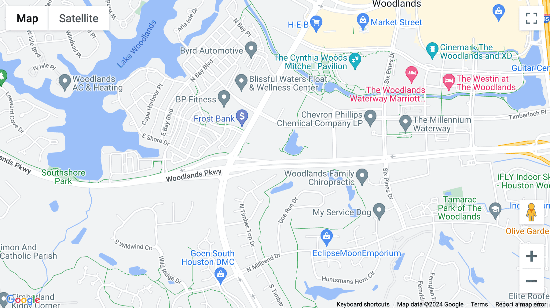 Click for interative map of 10210 Grogans Mill Road, The Woodlands