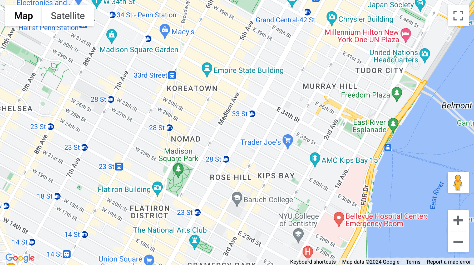 Click for interative map of 450 Park Avenue South, New York City