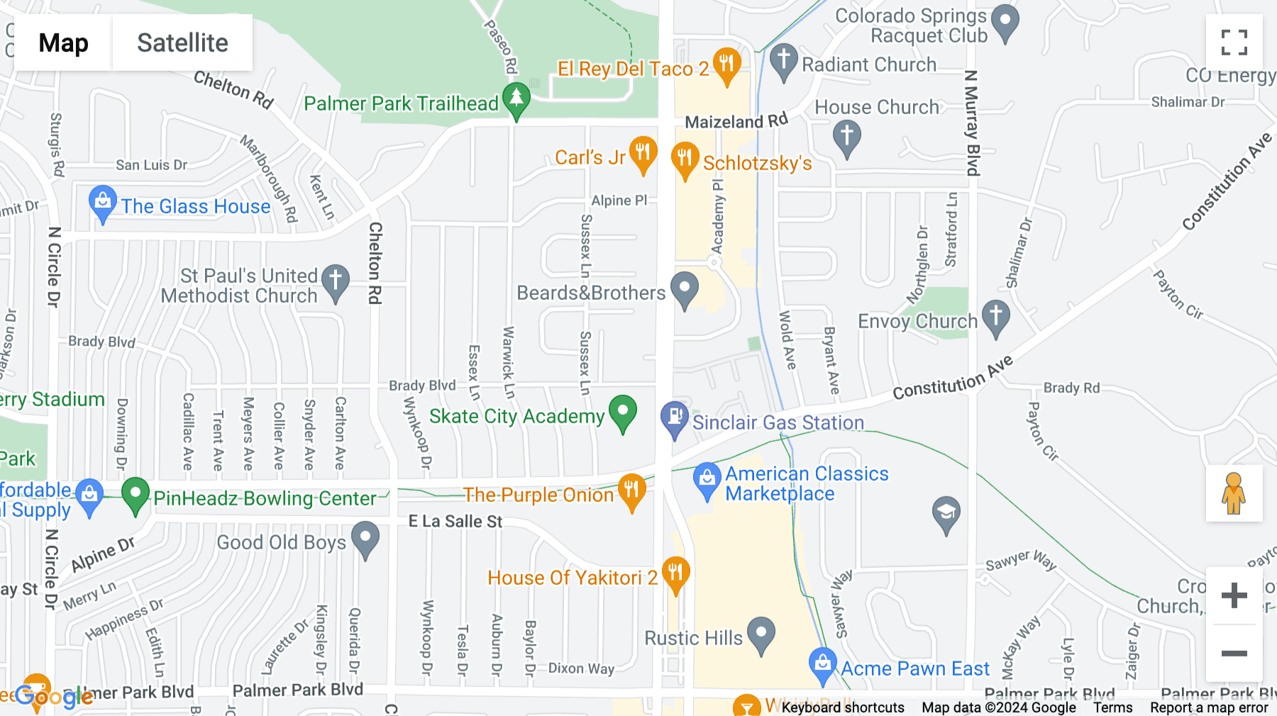 Click for interative map of 2020 North Academy, Colorado Springs