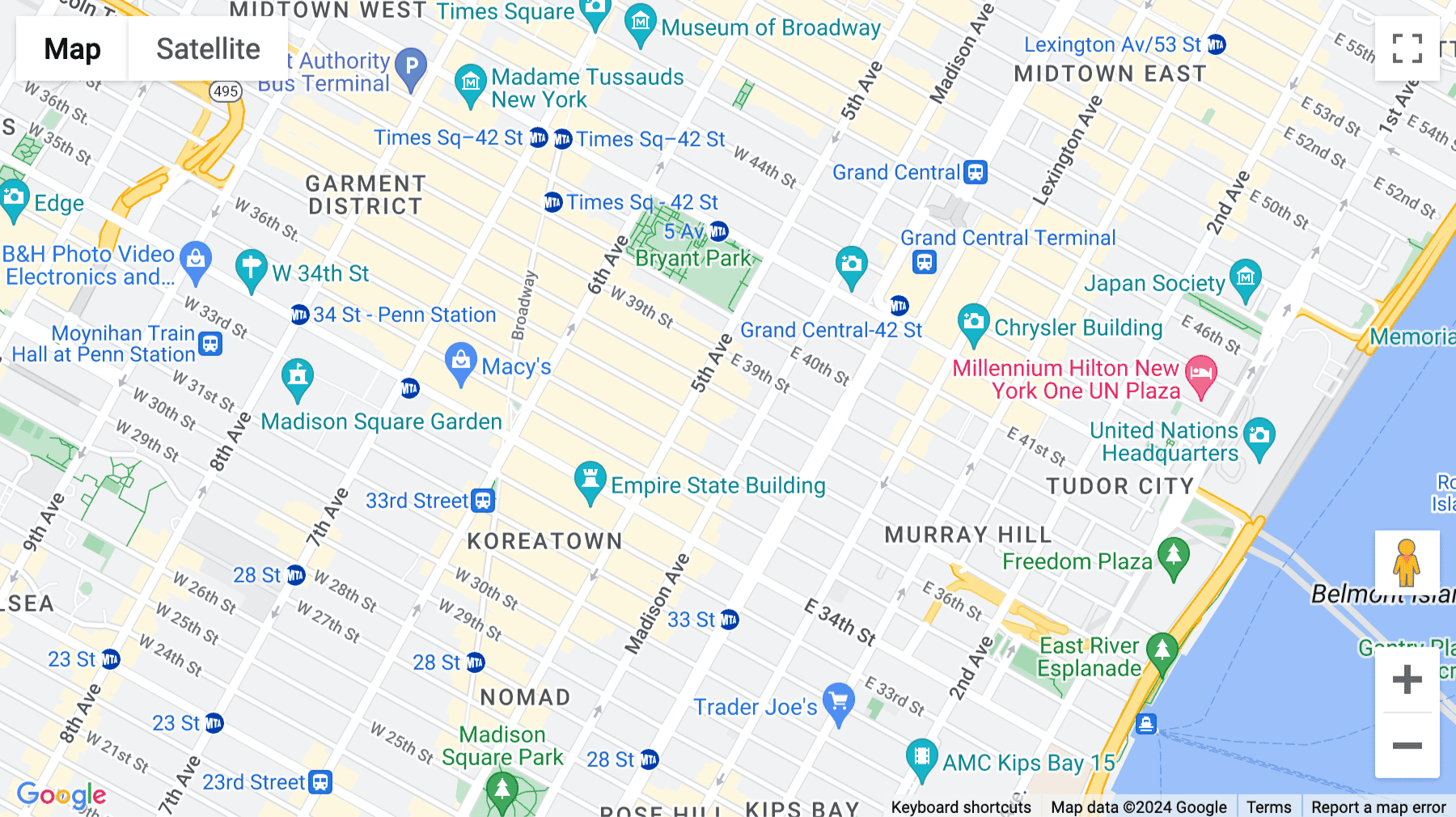 Click for interative map of 10 East 38th Street, New York City
