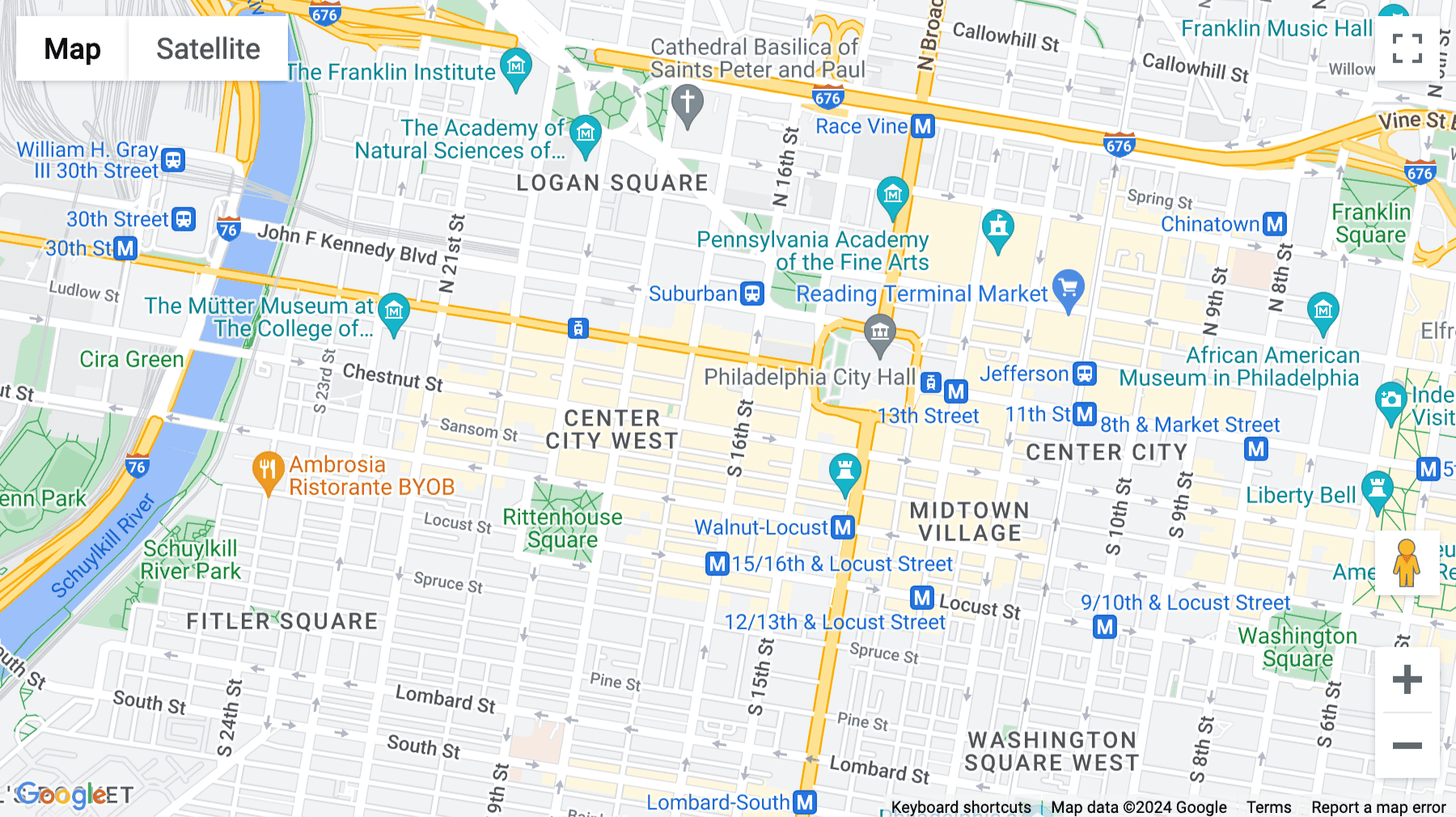 Click for interative map of 50 South 16th Street, 17th and 18th Floor, Philadelphia