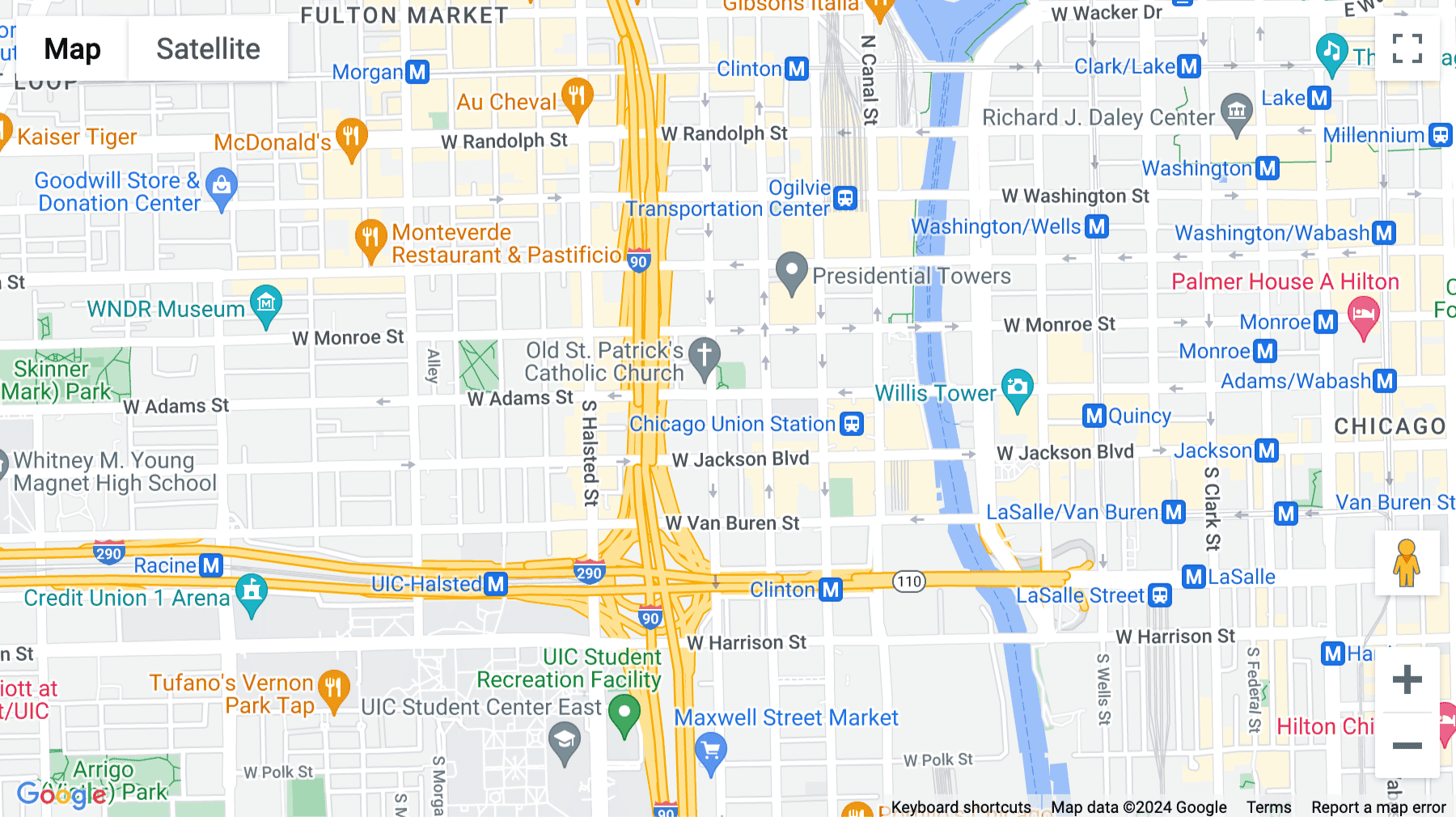 Click for interative map of 625 West Adams Street, Chicago