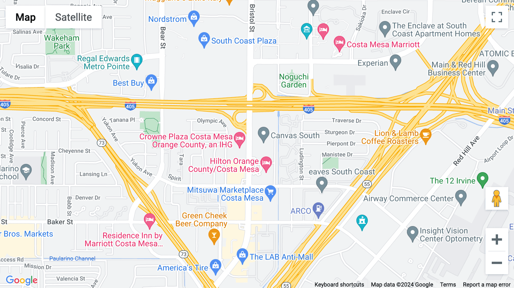 Click for interative map of 3090 Bristol Street, 4th Floor, Costa Mesa