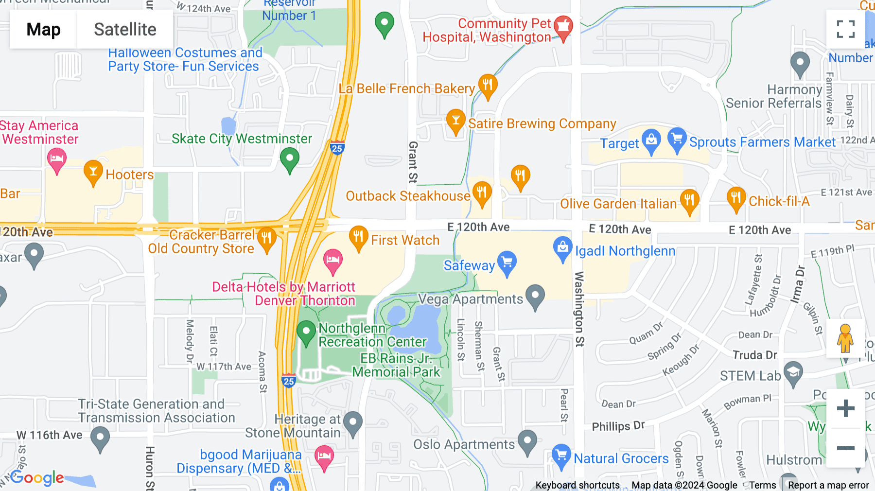 Click for interative map of 11990 Grant Street, Suite 550, Metro North Building, Denver