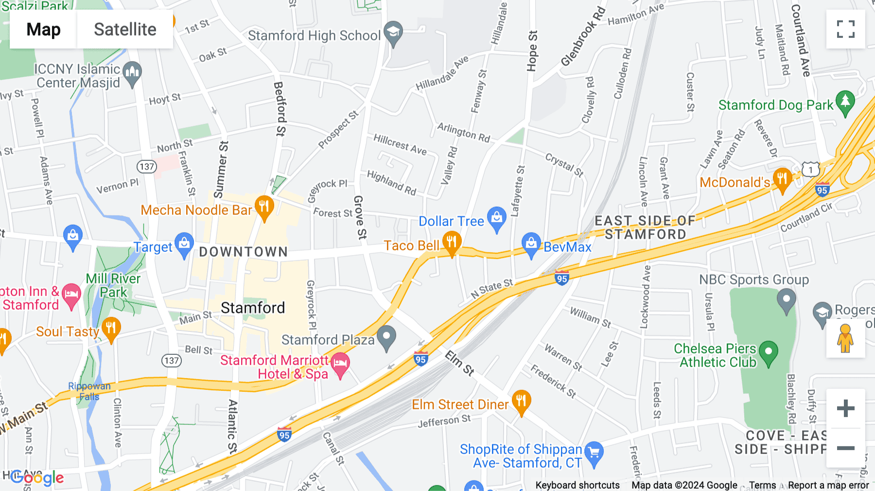 Click for interative map of 750 East Main Street, Stamford
