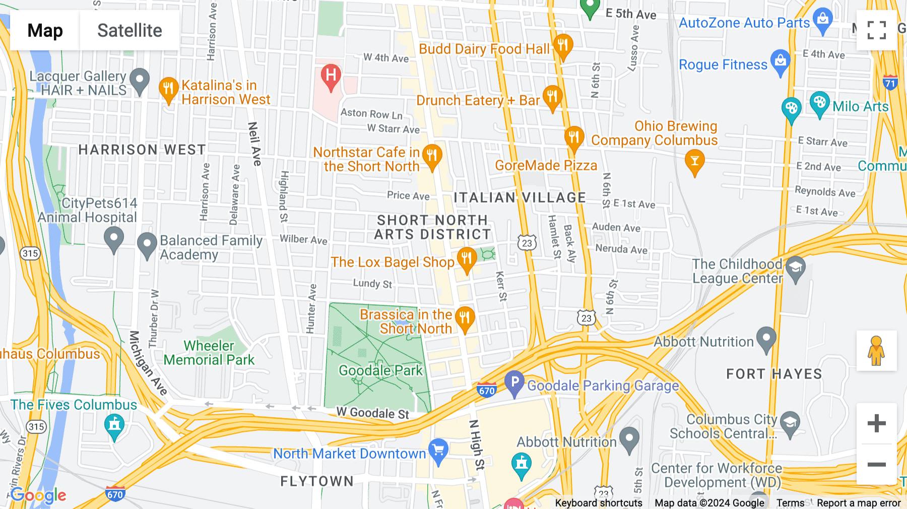 Click for interative map of 800 North High Street, Columbus (Ohio)