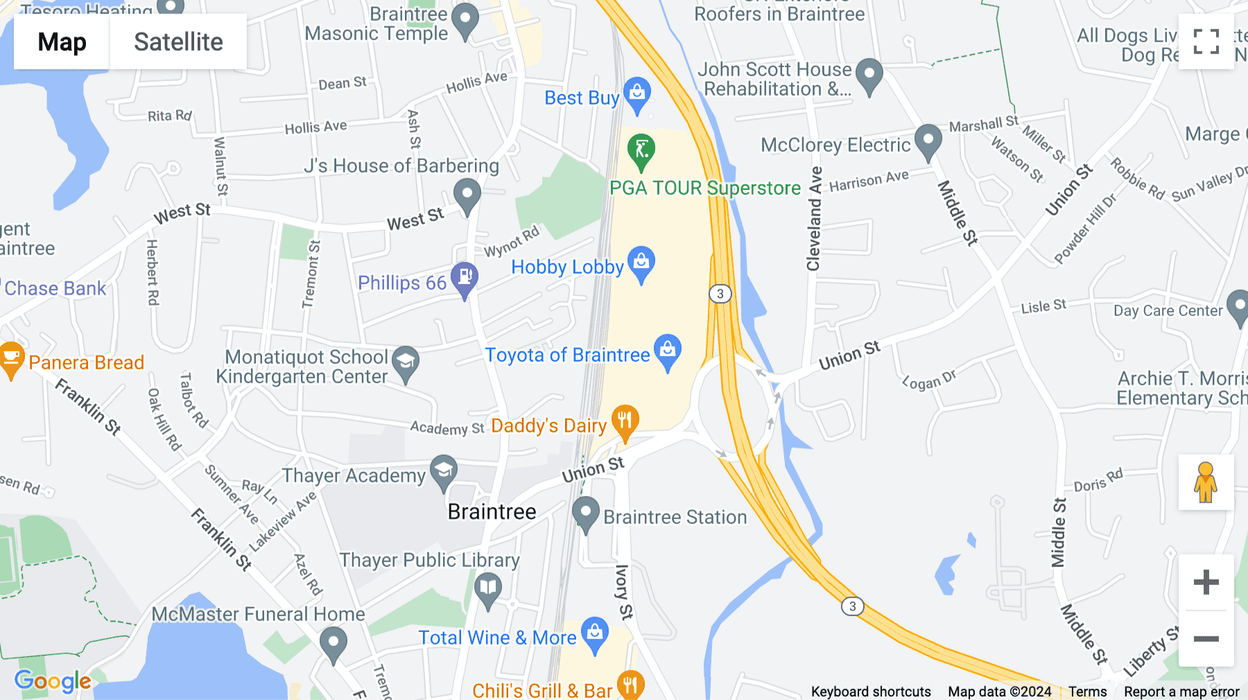 Click for interative map of 150 Grossman Drive No.203, Braintree (Massachusetts)