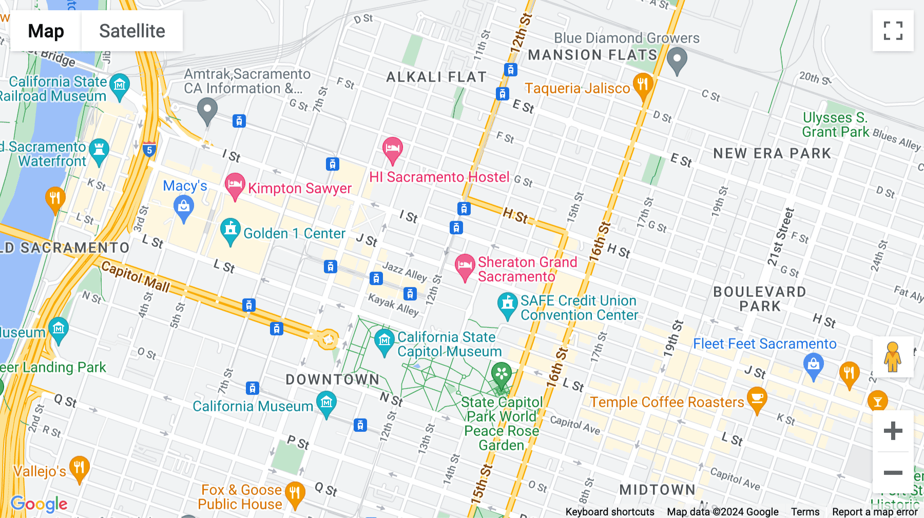 Click for interative map of 1201 J Street, Sacramento