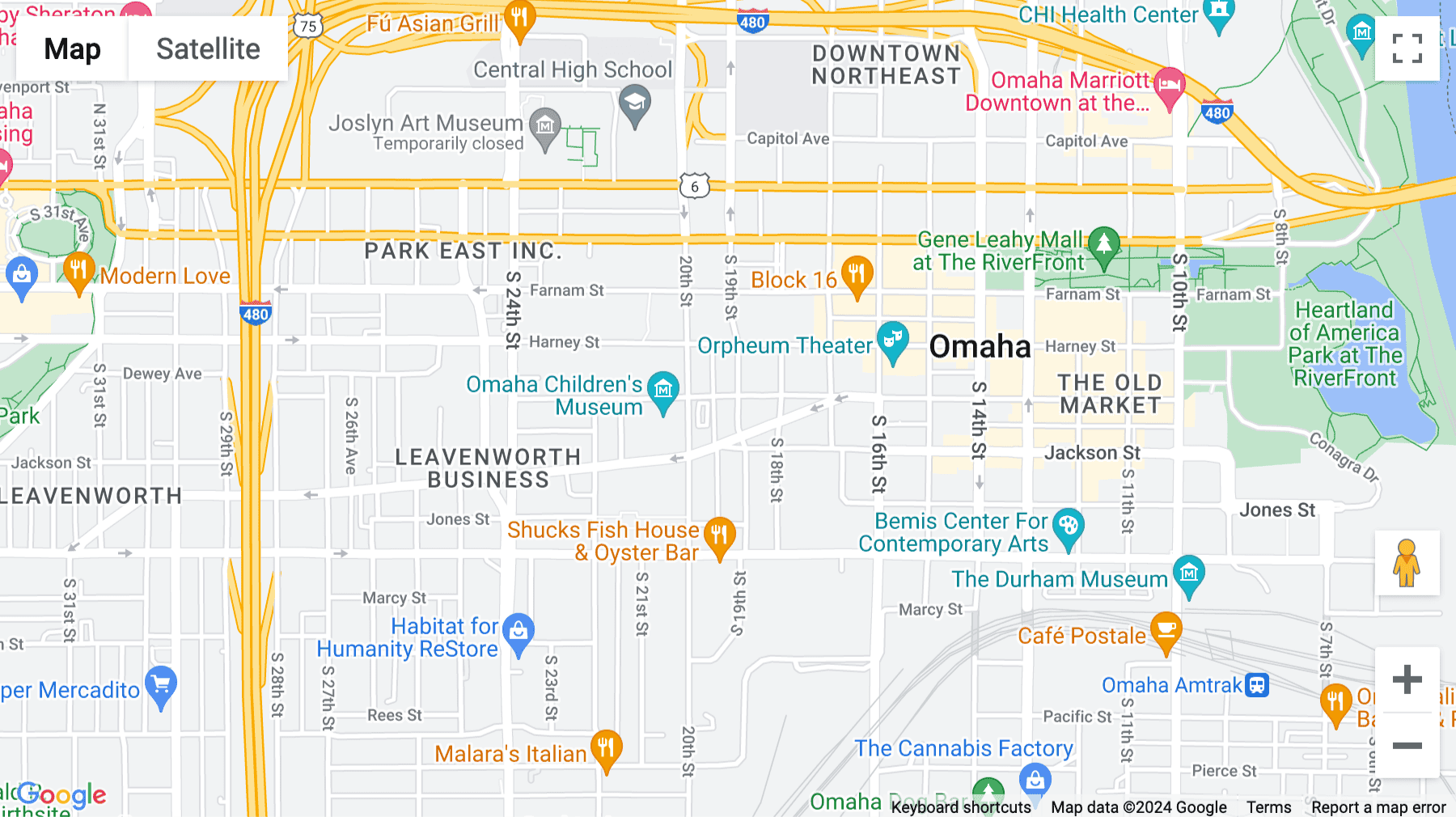 Click for interative map of 1901 Howard Street, Omaha