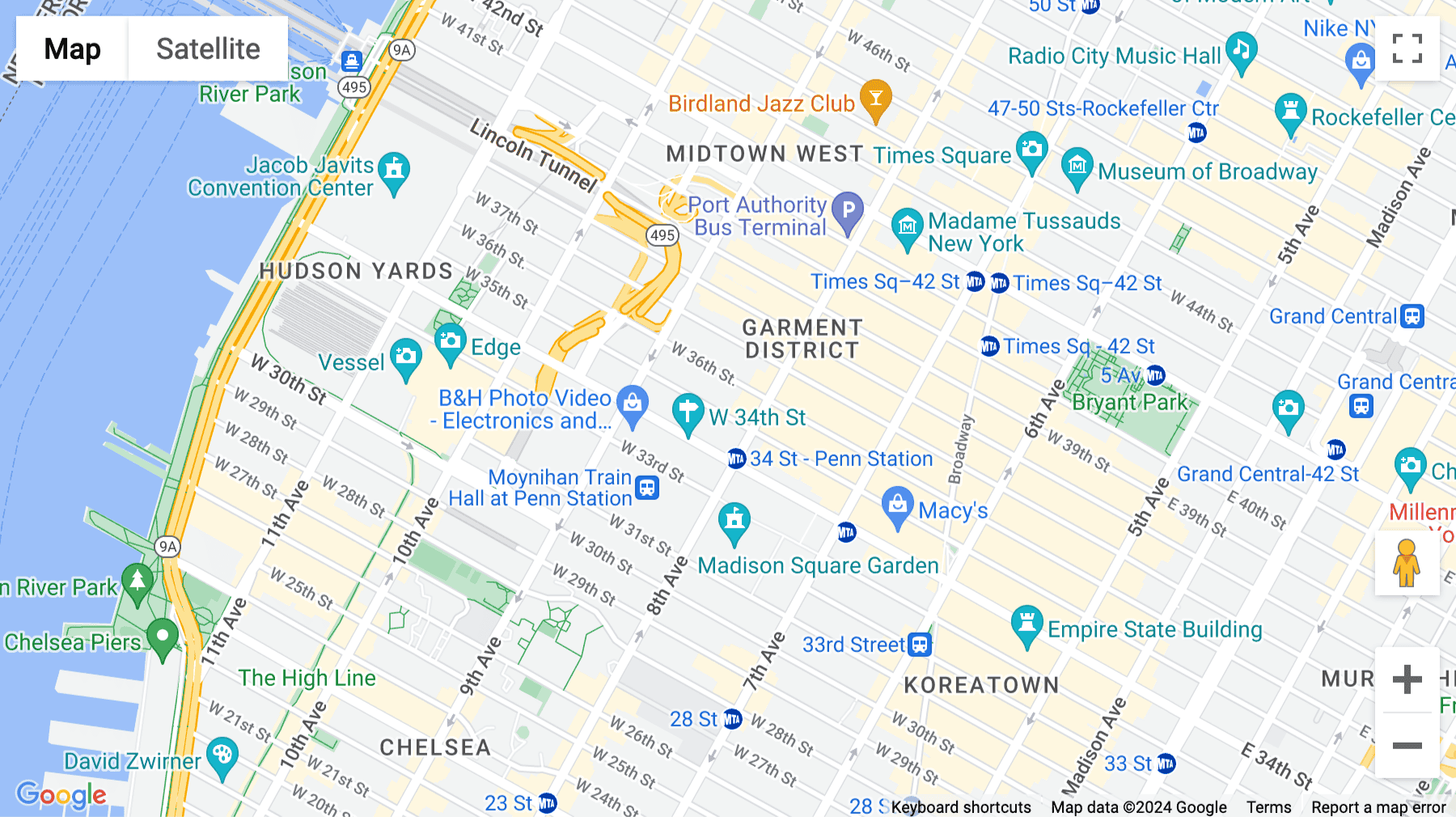 Click for interative map of 315 West 35th Street, New York City