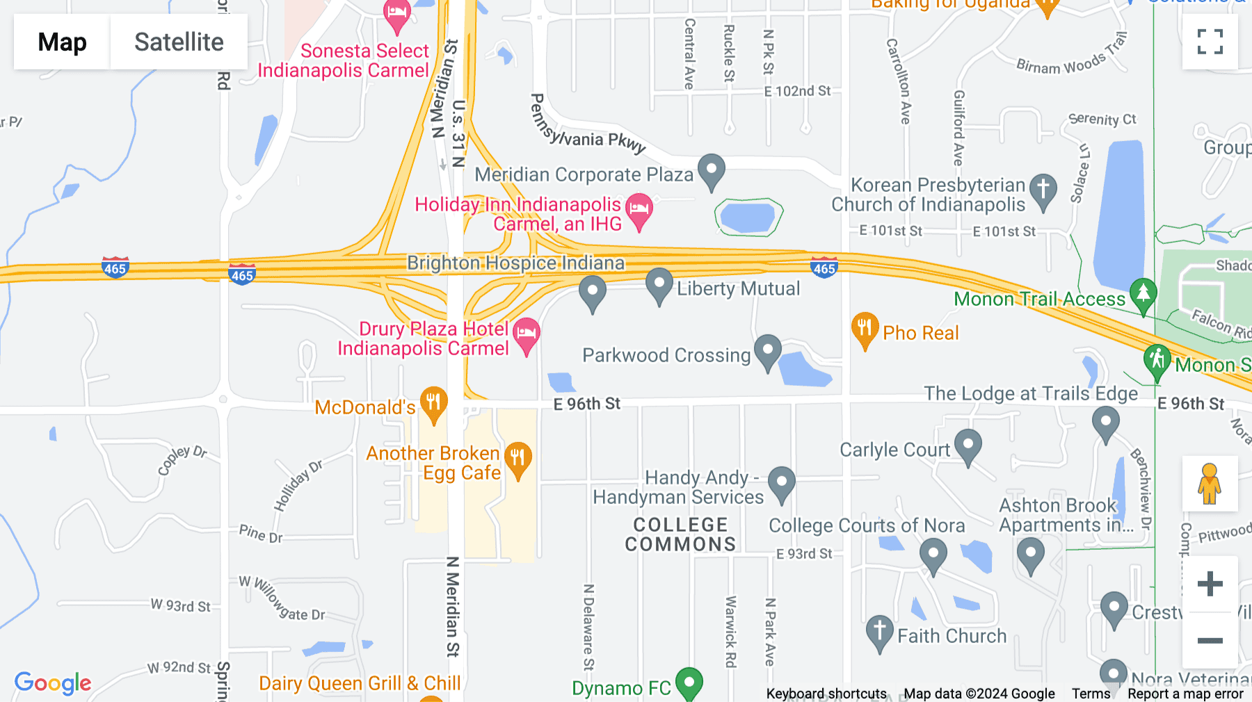 Click for interative map of Two Parkwood 310 East 96th Street, Parkwood Crossing, Suite 200, Indianapolis