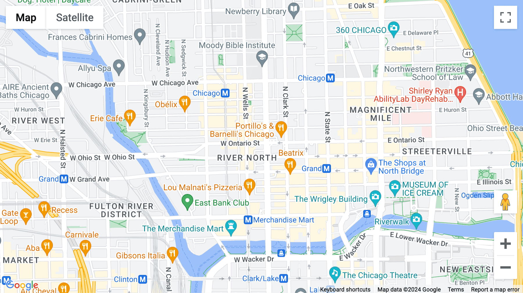 Click for interative map of 620 North LaSalle, Chicago