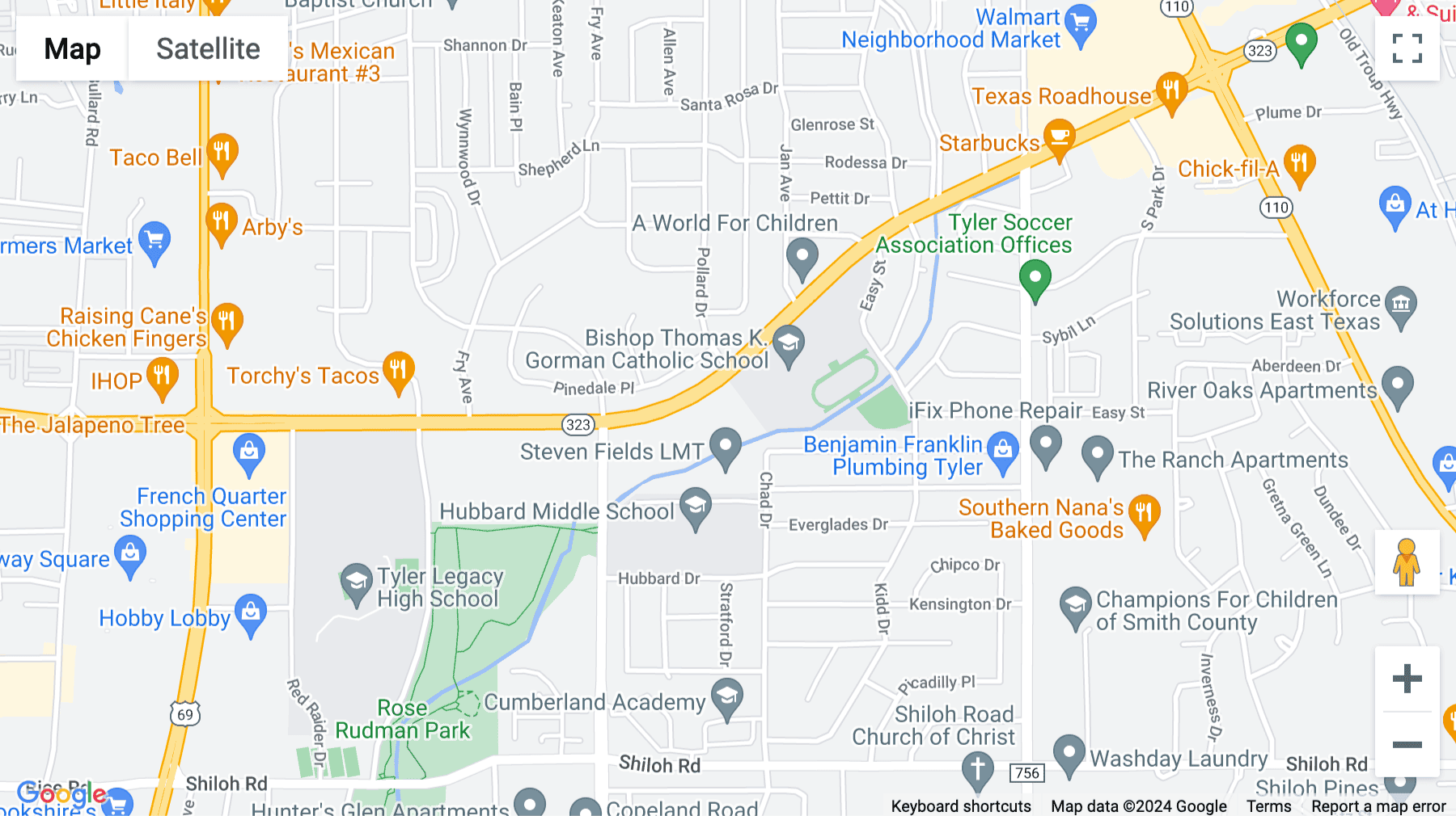 Click for interative map of 1121 East Southeast Loop 323, Tyler