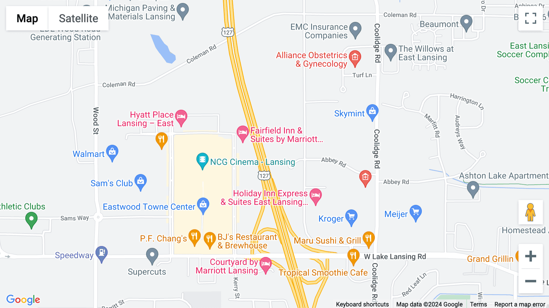 Click for interative map of 1760 Abbey Road, East Lansing