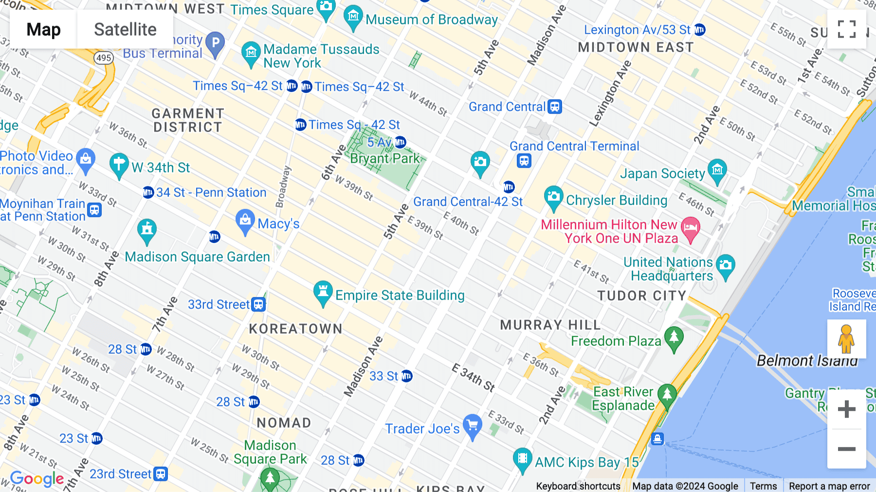 Click for interative map of 261 Madison Avenue, 9th & 10th Floor, New York City