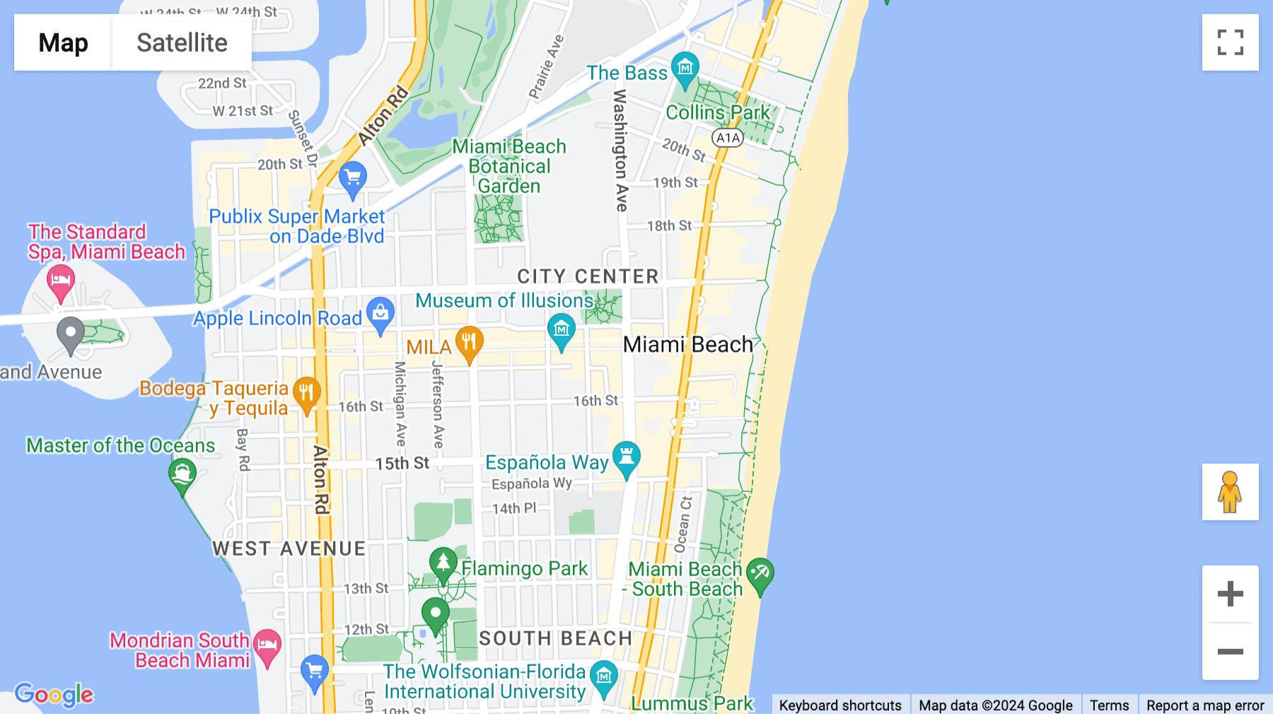 Click for interative map of 350 Lincoln Road, Miami Beach