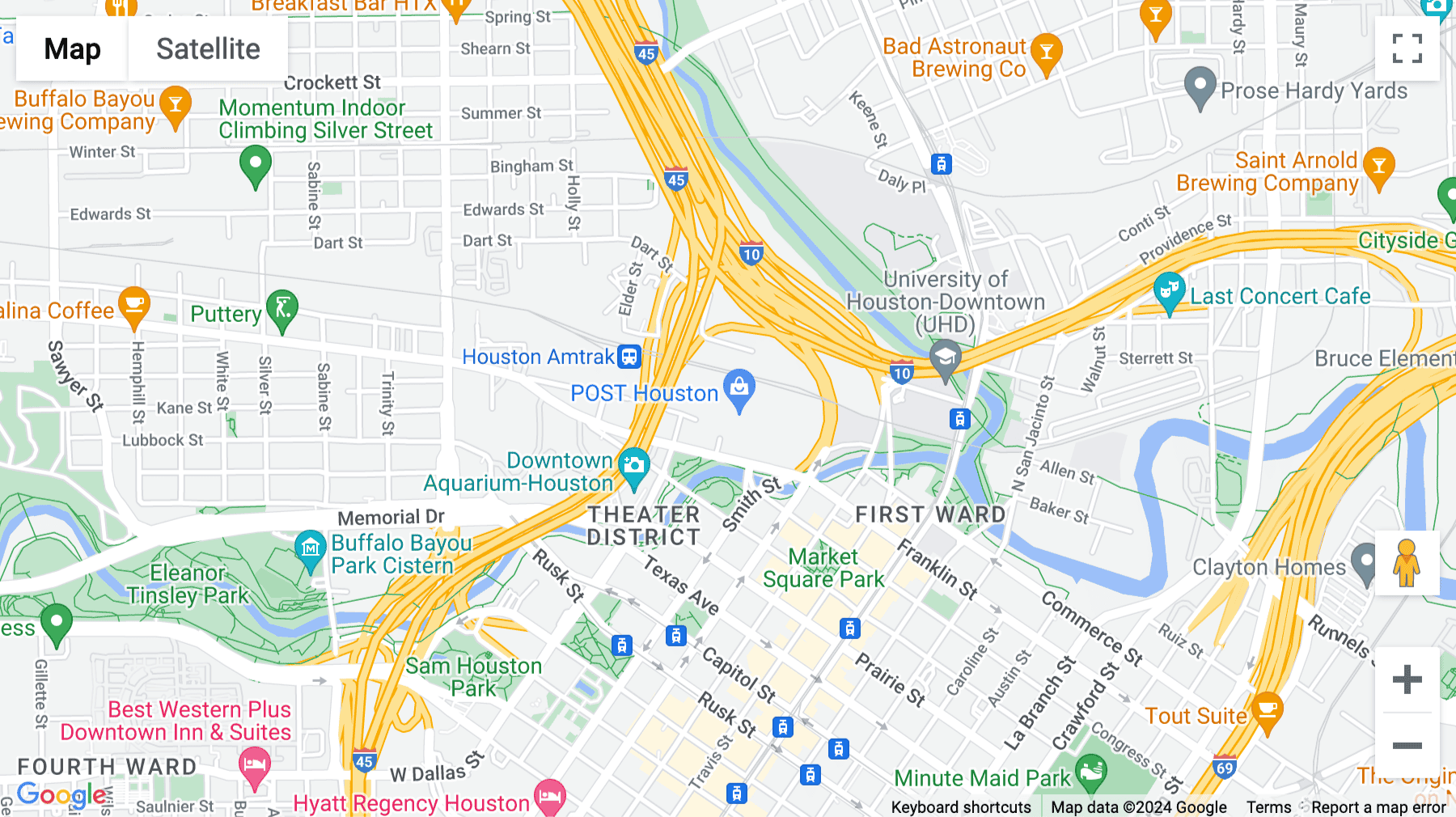 Click for interative map of POST Houston, 401 North Franklin Street, Houston