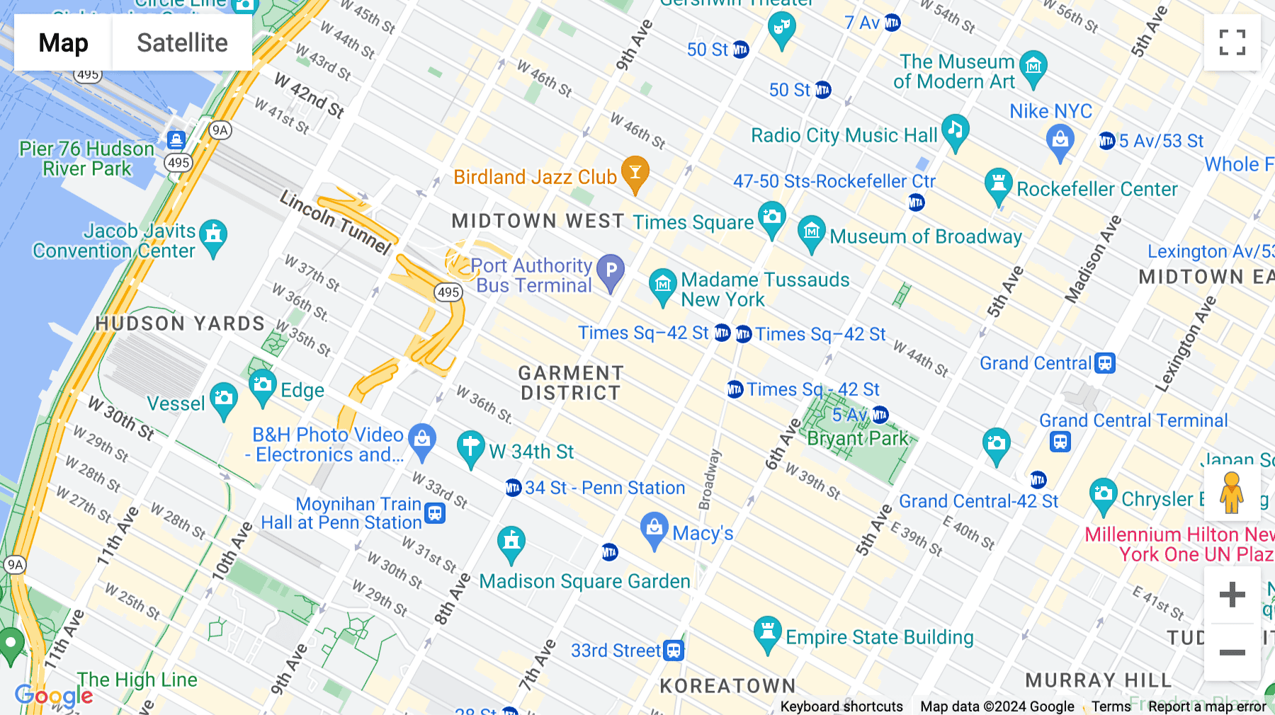 Click for interative map of 240 West 40th Street, New York City