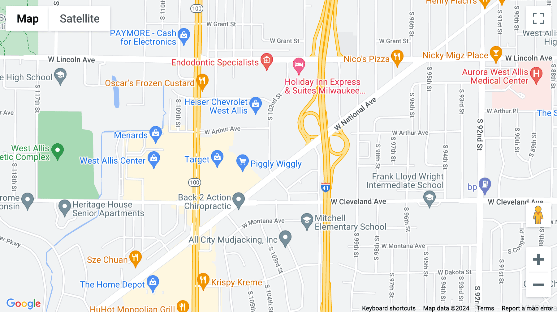 Click for interative map of Lincoln Center 3, 10150 West National Avenue, Milwaukee