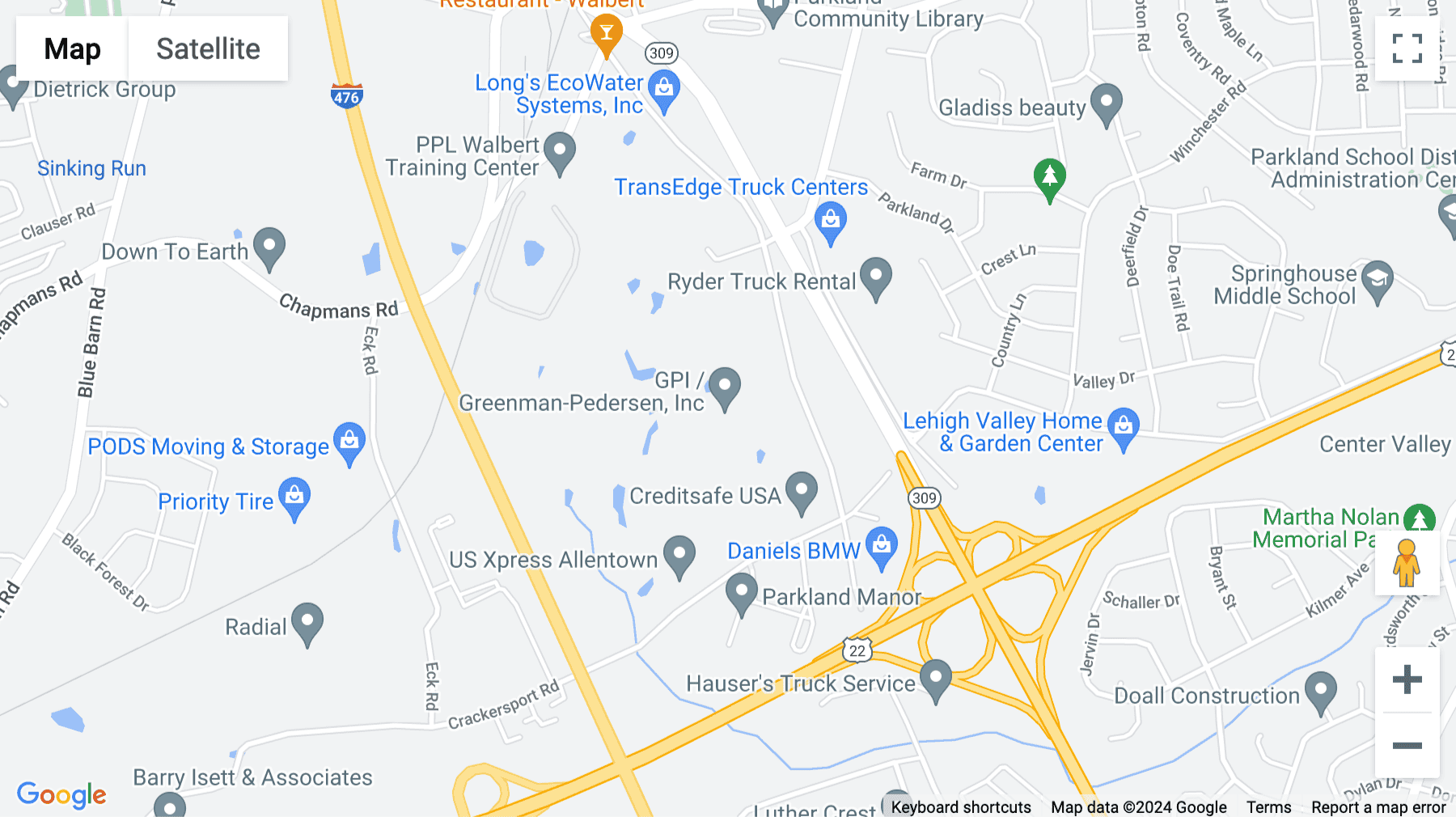 Click for interative map of 1320 Hausman Road, Suite 200, Allentown