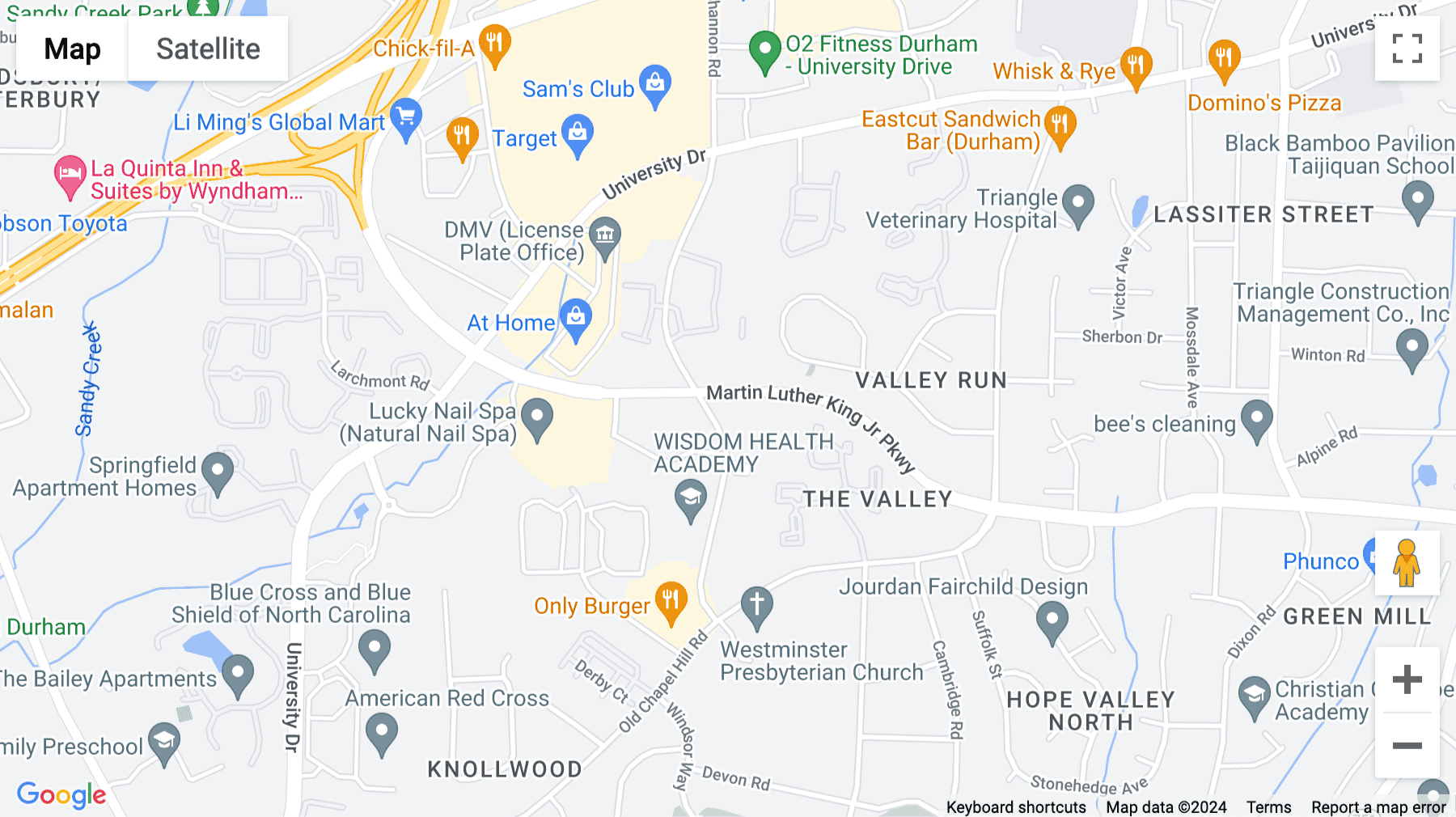 Click for interative map of 3511 Shannon Road, Durham (North Carolina)