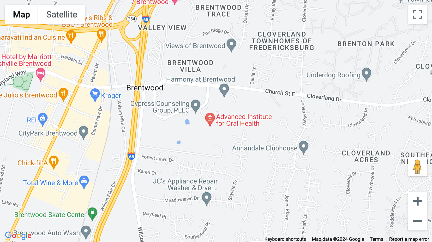 Click for interative map of 214 Overlook Circle, Suite 200, Brentwood (Tennessee)