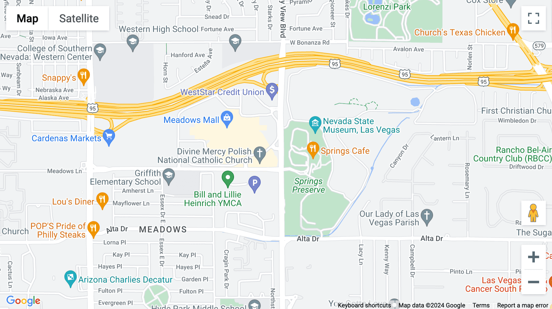 Click for interative map of 3820 Meadows Lane, Las Vegas