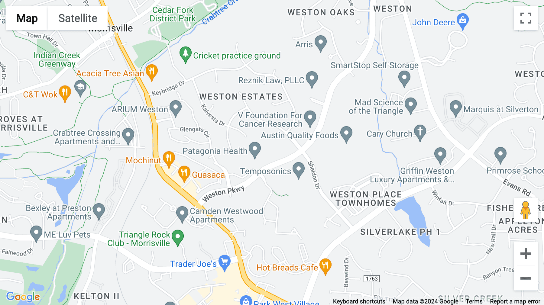 Click for interative map of 15000 Weston Parkway, Cary