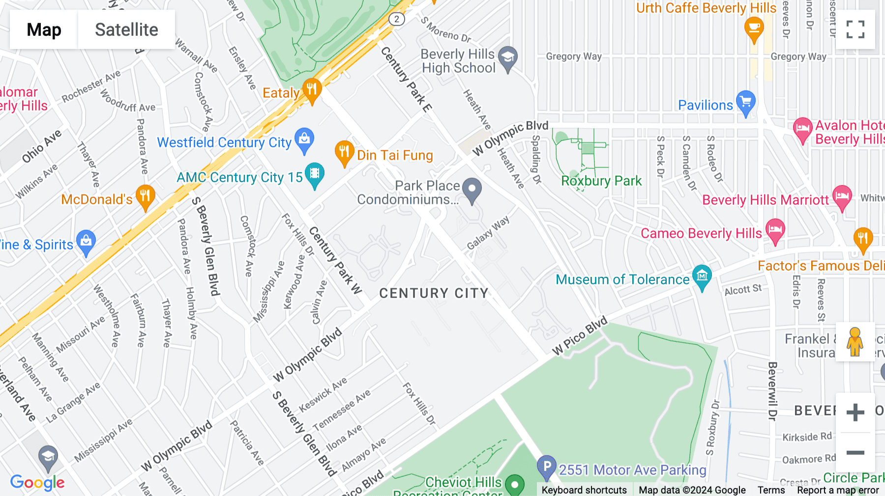 Click for interative map of 2121 Avenue of the Stars, Suite 800, Fox Plaza, Century City