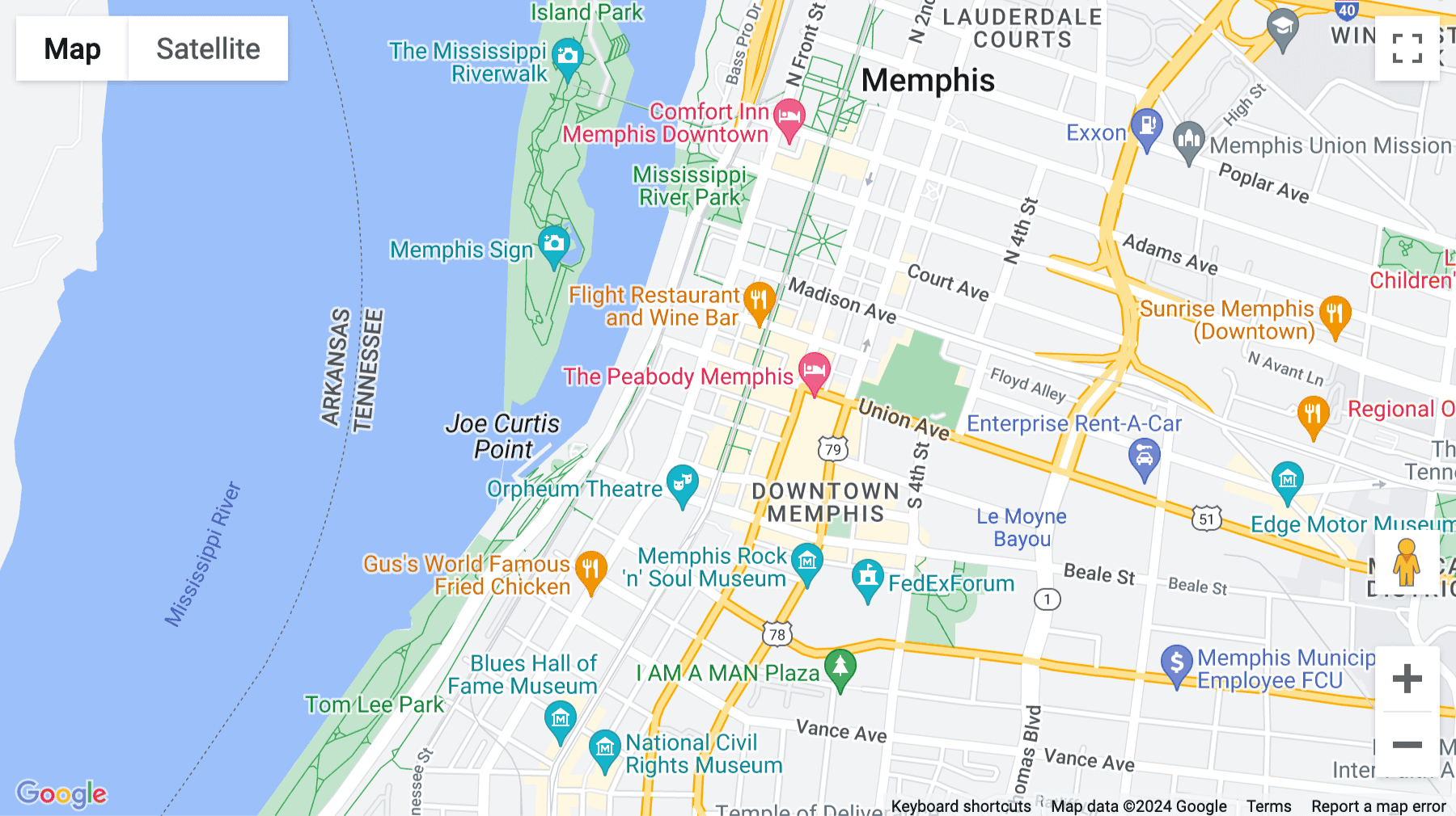 Click for interative map of 107 South Main Street, Floor 2, Memphis