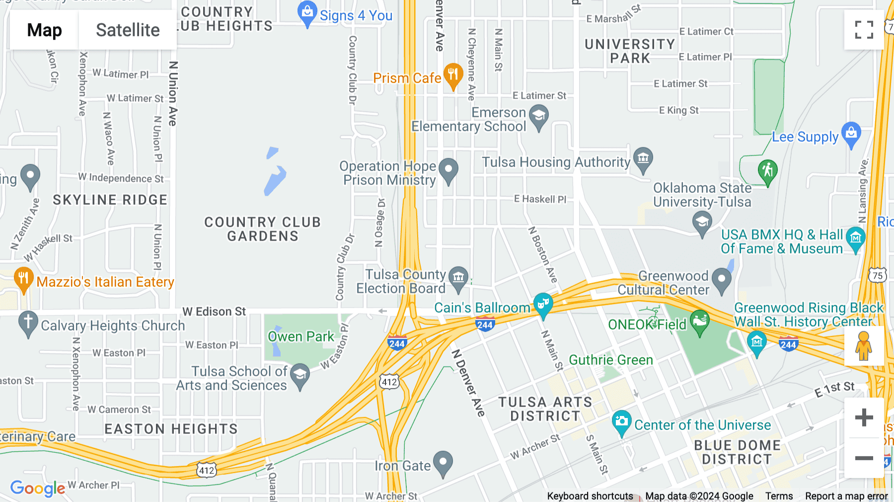 Click for interative map of 631 North Denver Avenue, Tulsa