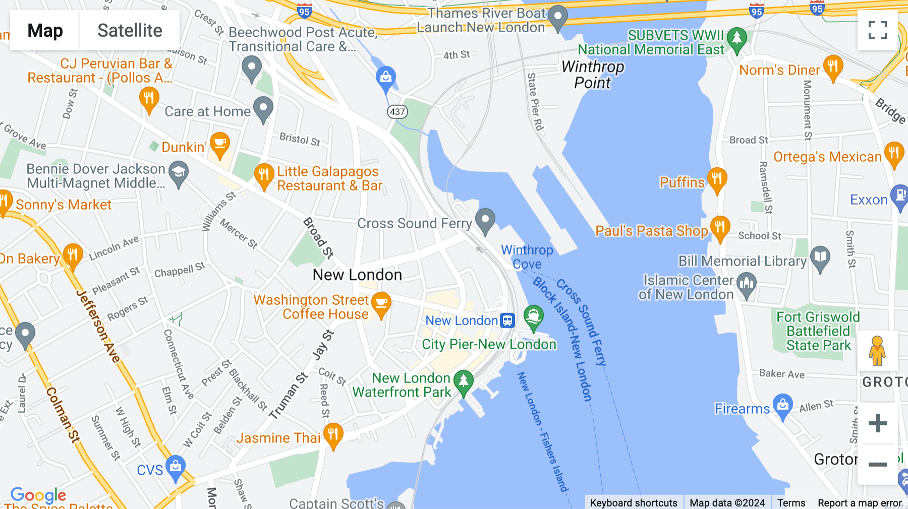 Click for interative map of 125 Eugene O'Neill Drive, New London