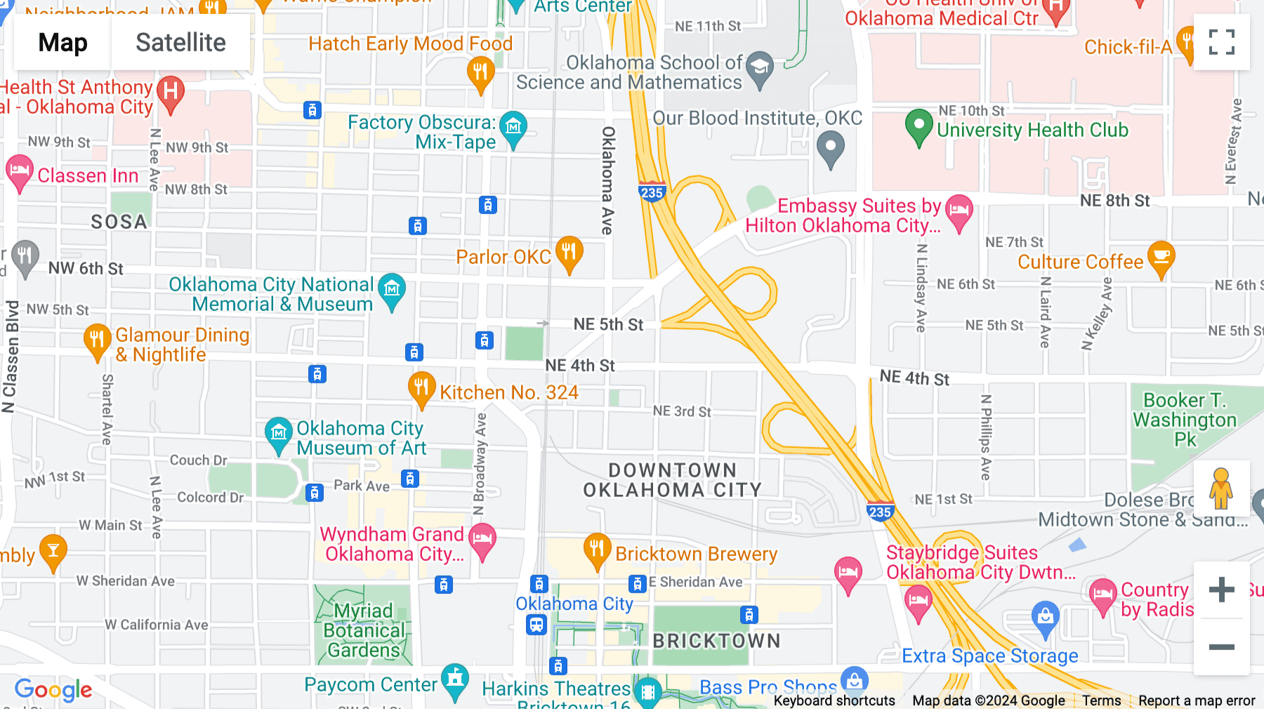 Click for interative map of 100 Northeast 5th Street, 1st Floor, Oklahoma City