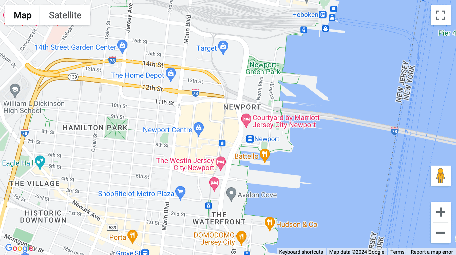 Click for interative map of 525 Washington Boulevard 300, Jersey City