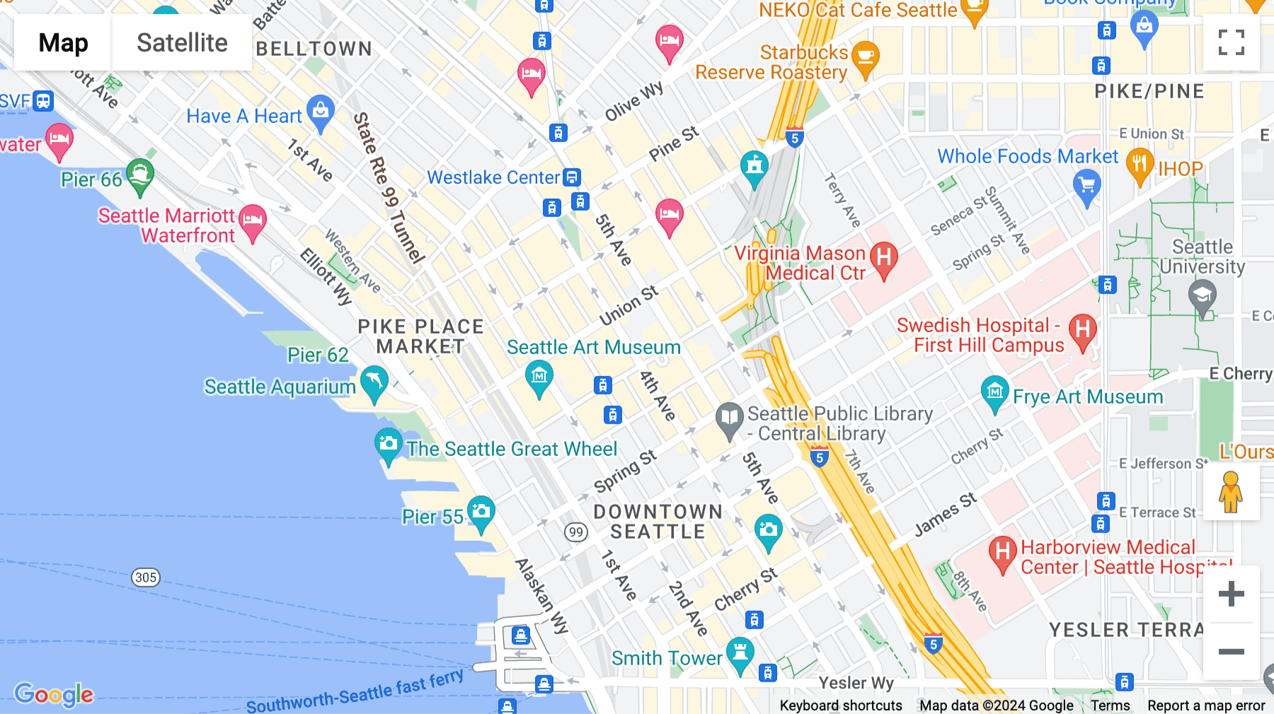 Click for interative map of Rainier Square, 400 University Street, 3rd Floor, Seattle