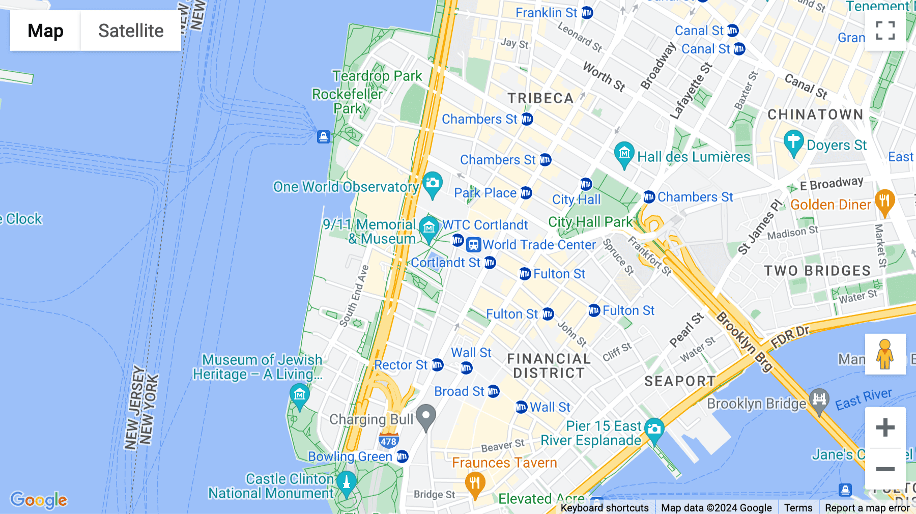 Click for interative map of 175 Greenwich Street, 3 World Trade Center, 38th Floor, New York City