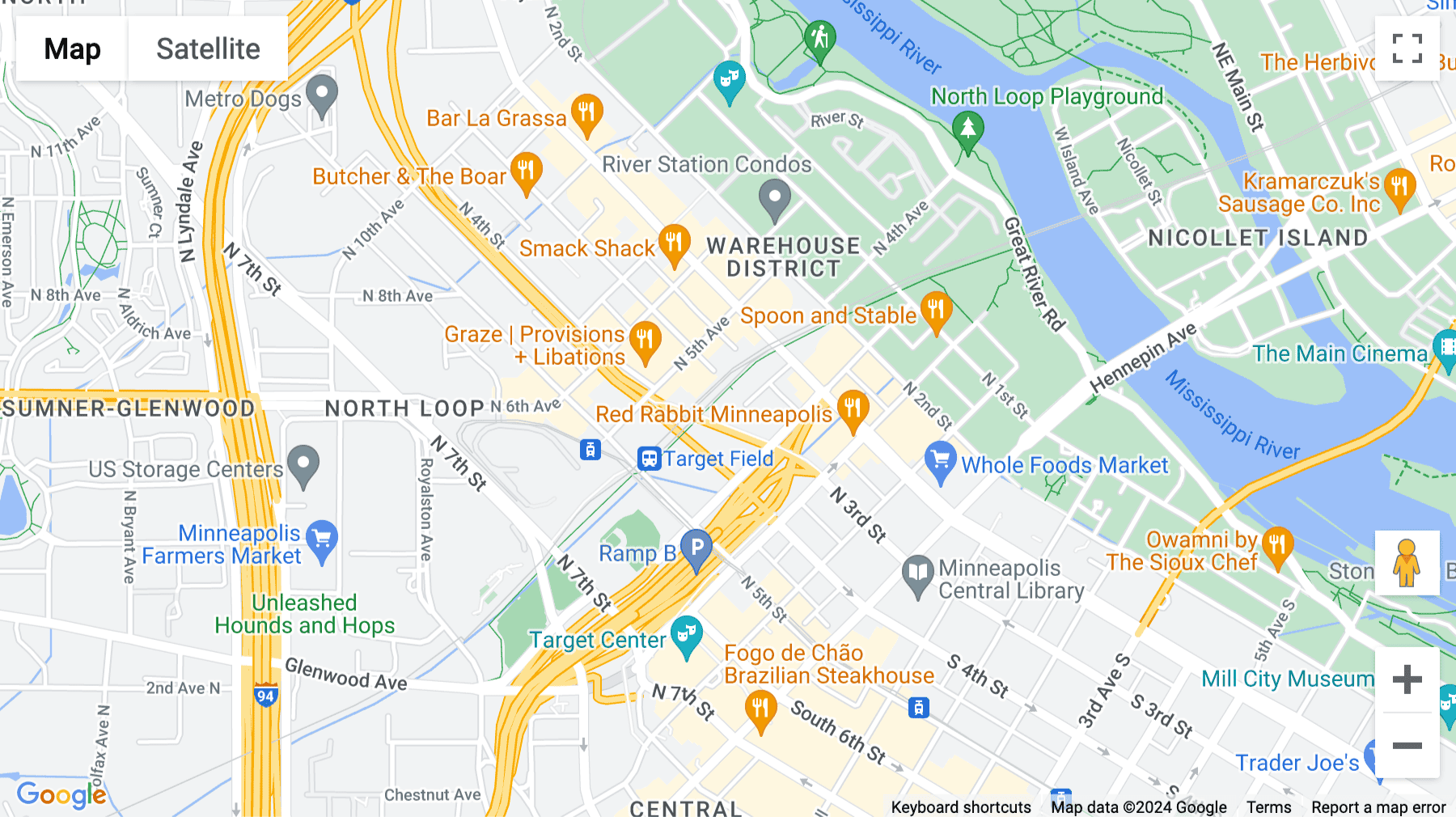 Click for interative map of 323 Washington Avenue North, 1st Floor, Minneapolis