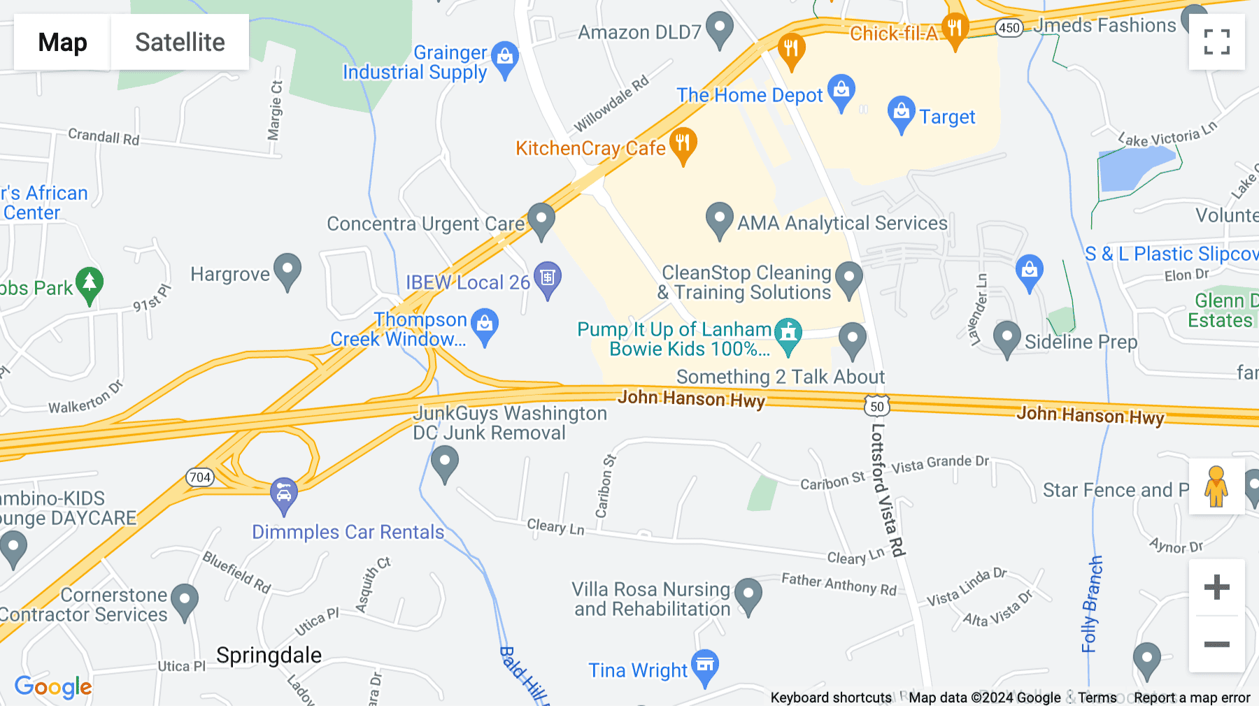 Click for interative map of 10001 Derekwood Lane, Lanham