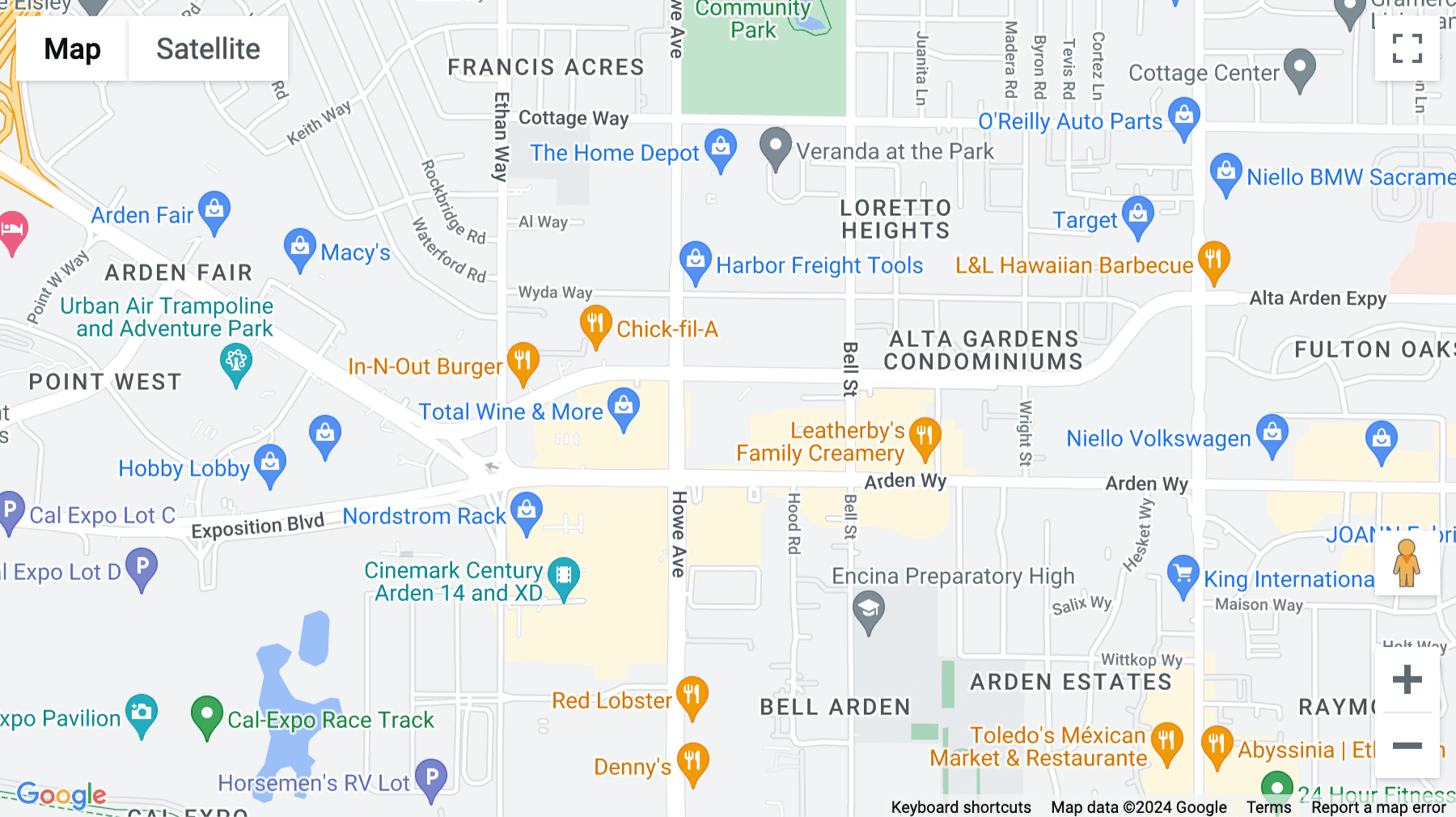 Click for interative map of 1750 Howe Avenue, The Landmark, Sacramento