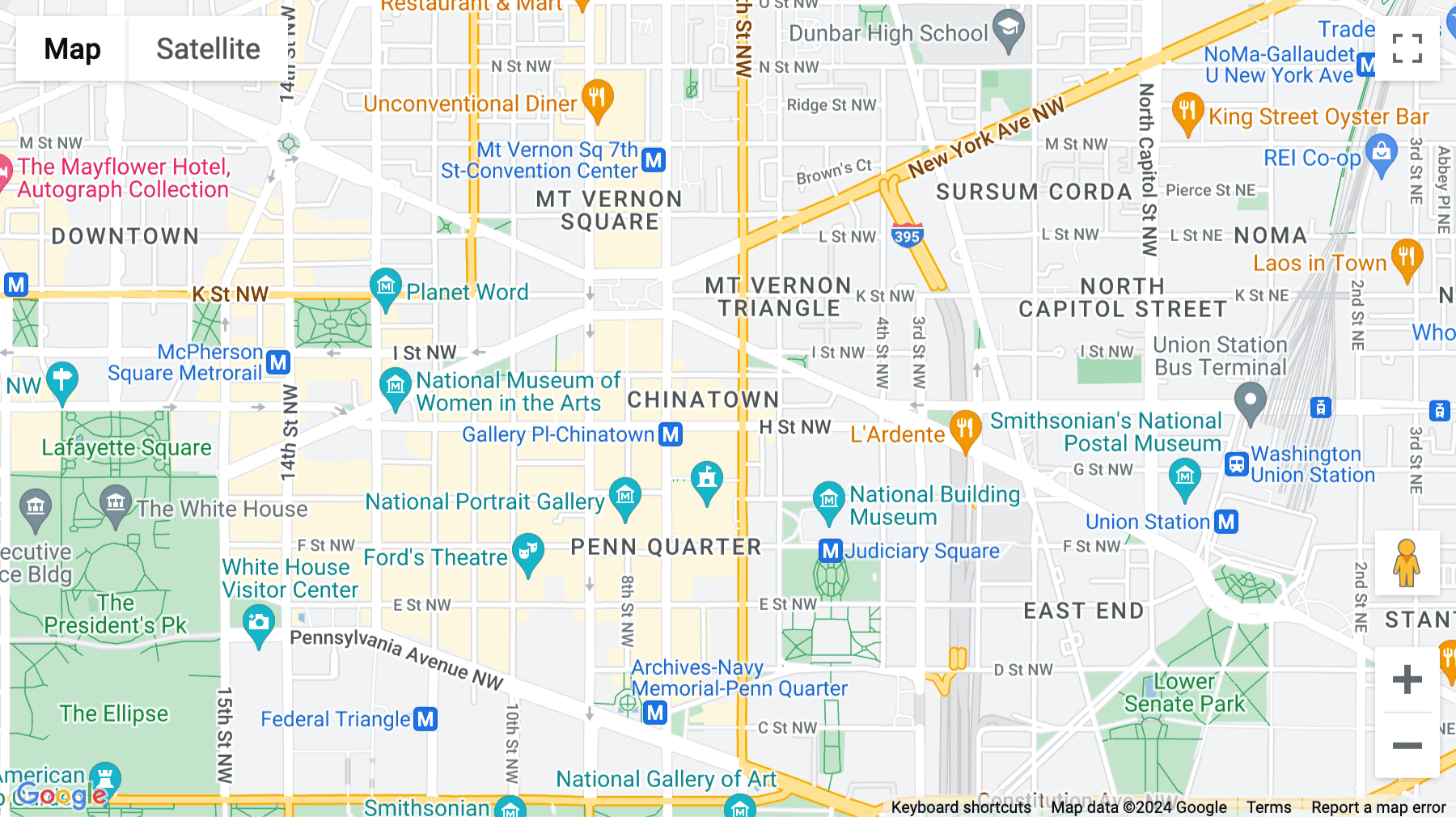 Click for interative map of 609 H Street Northwest, Washington DC