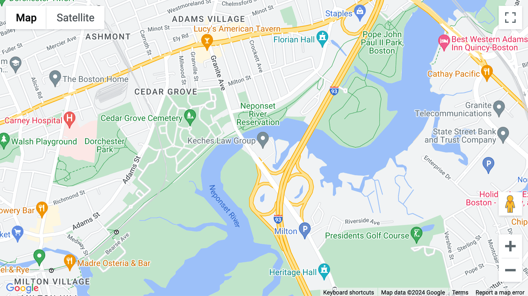 Click for interative map of 2 Granite Avenue, Suite 260, Milton (MA)