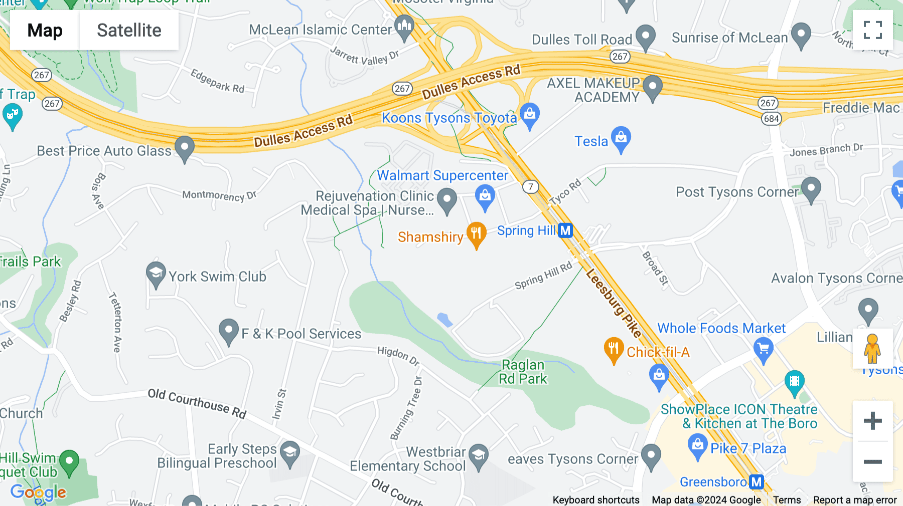Click for interative map of 8609 Westwood Center Drive, Suite 110, Tysons Corner, Tysons