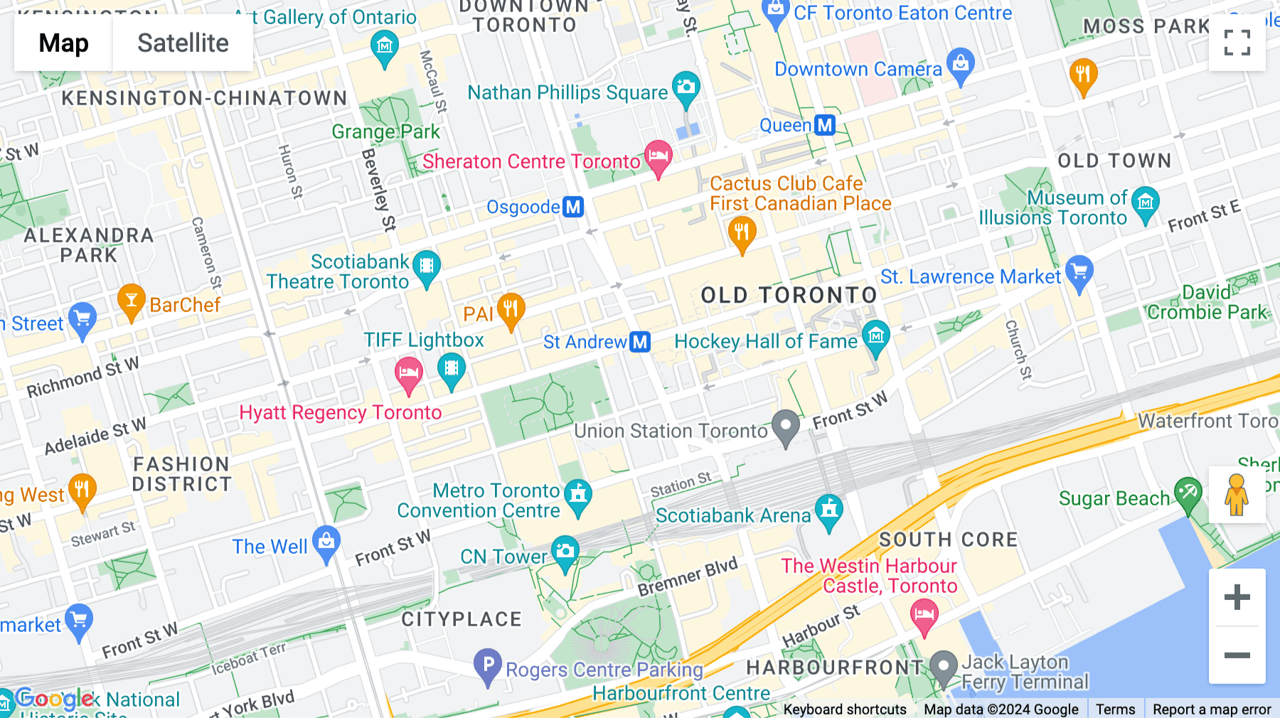 Click for interative map of 100 University Avenue, Toronto