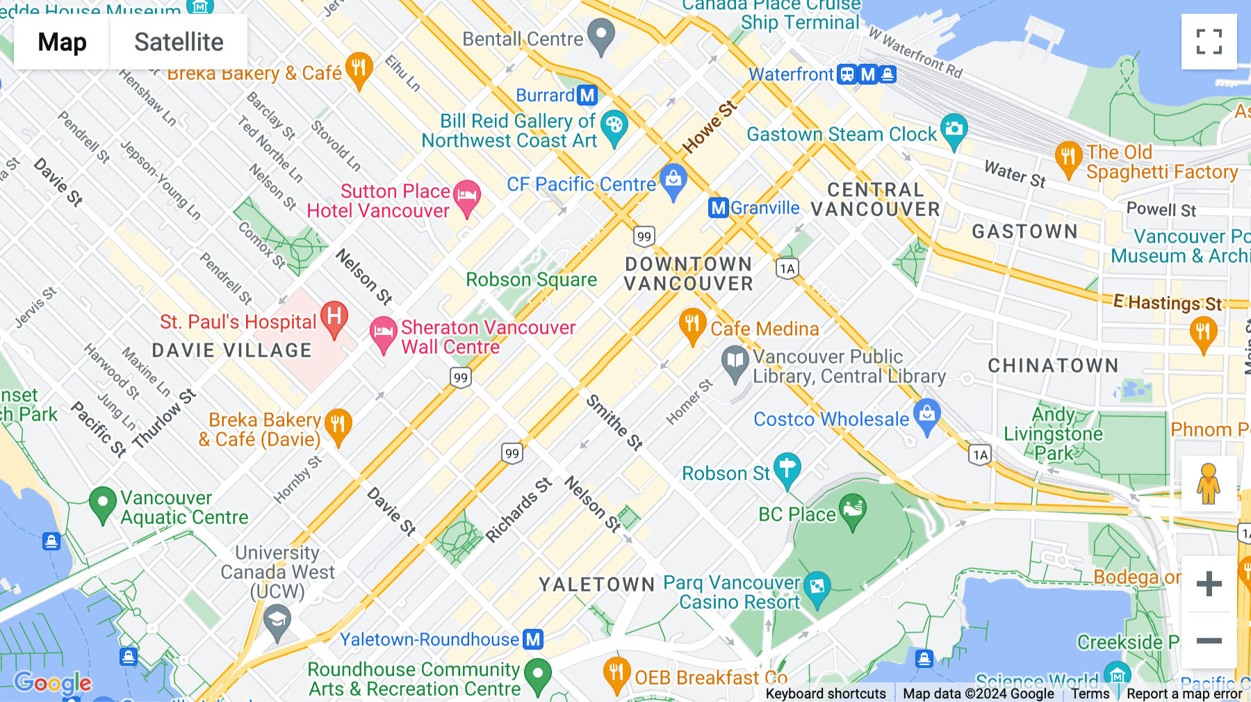 Click for interative map of 550 Robson St., Vancouver