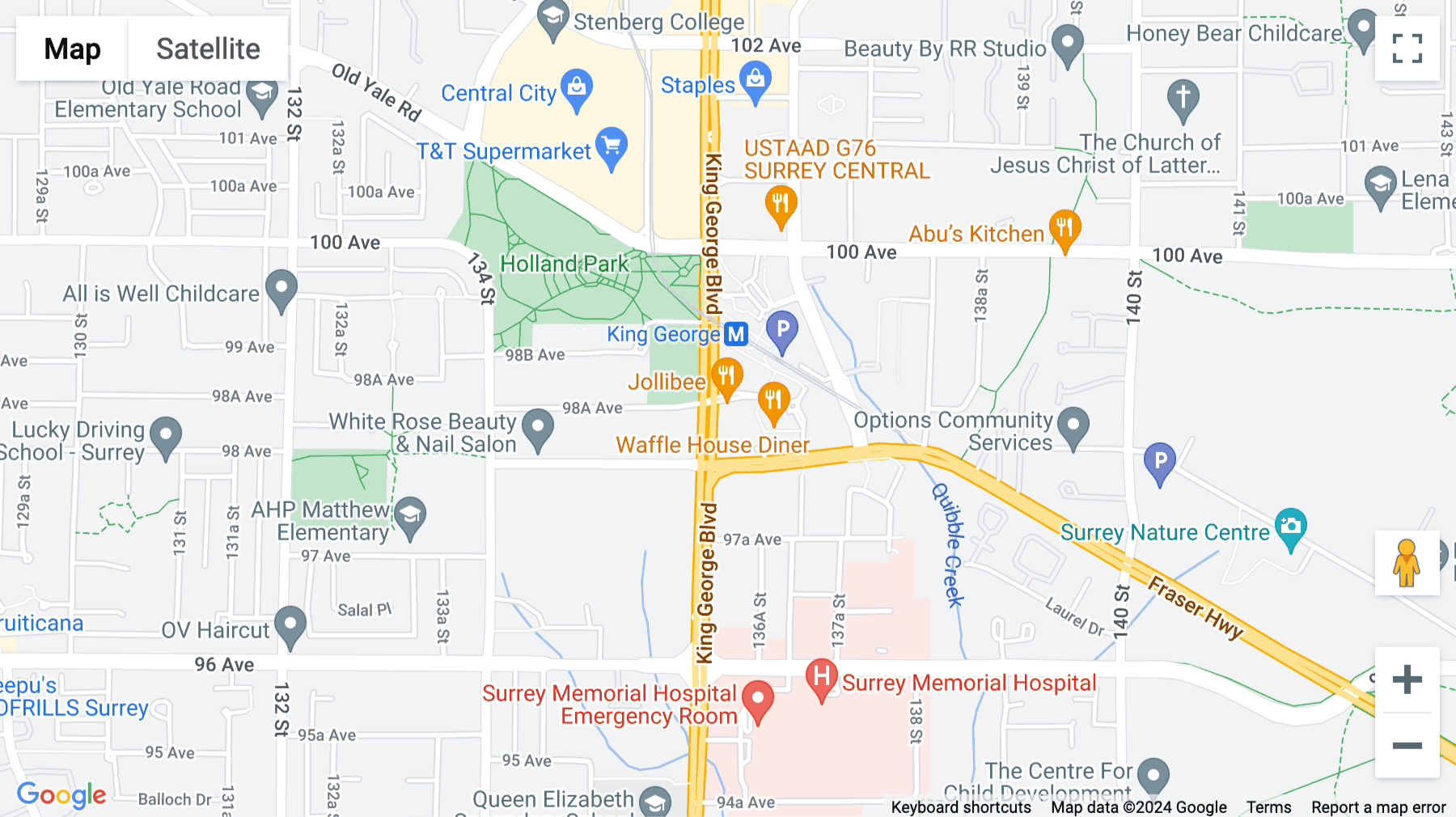 Click for interative map of 9850 King George Boulevard, Surrey