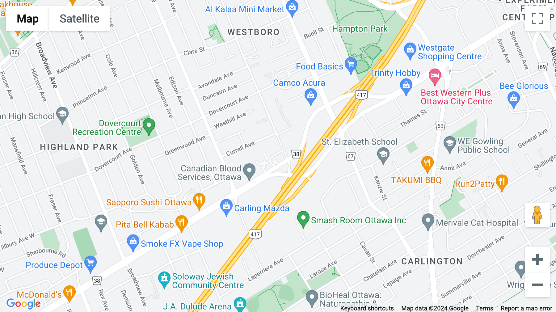 Click for interative map of 1525 Carling Avenue, Ottawa