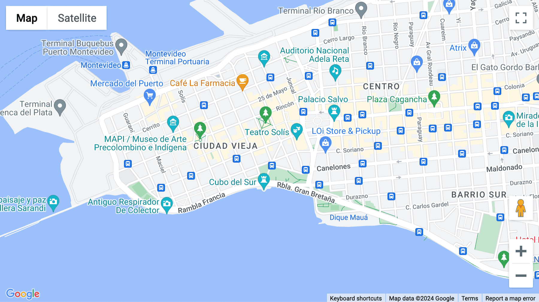 Click for interative map of GF, La Cumparsita Building, 1282 Ituzaingo Street, Old city, Montevideo